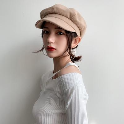 Peaked Cap Children Autumn and Winter Leisure Niche Personality Retro Trendy British Versatile Beret Octagonal Hat