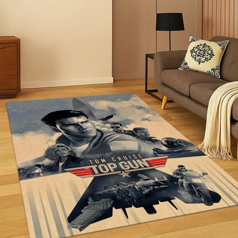 Top Gun Classic Movie Sign Tom Cruise Carpet Rug for Bedroom Living Room Sofa Doormat Home Decor,Kid Game Area Rug Non-slip