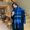 Fashion Korean Version Plaid Imitation Cashmere Scarf Winter Warm Thickened Contrasting Color Student Couple Scarf Long Scarf