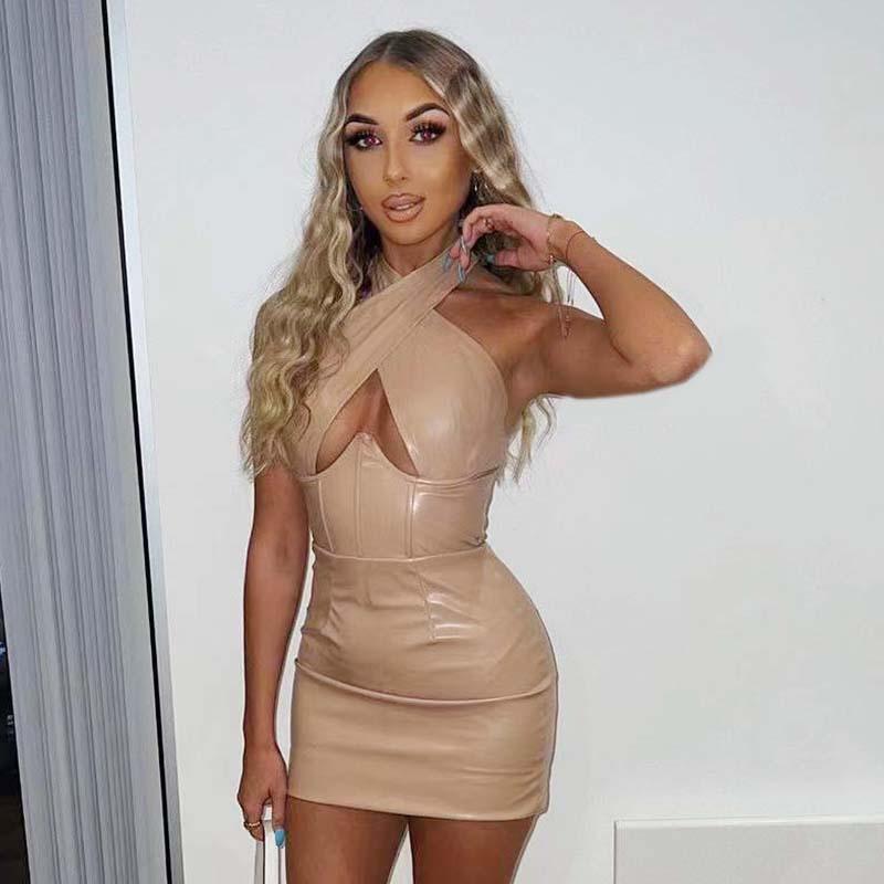 Women's Summer Hanging Neck Sexy Package Hip Sleeveless Dresses