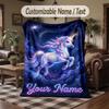 Unicorn Theme Throw Blanket Custom Name Text Personalized Blanket Soft Cozy Blanket for Home Sofa Bed