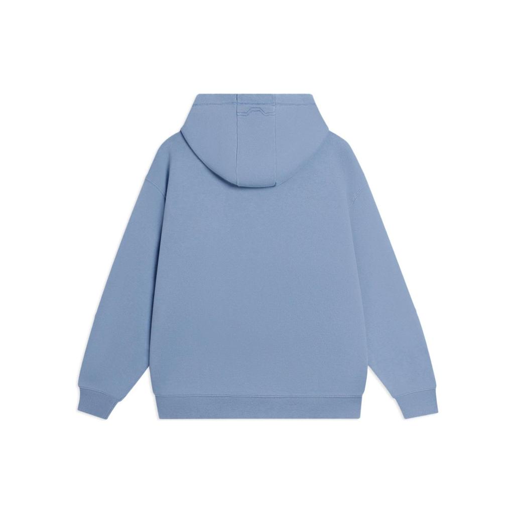 Li Ning Vital Series SS22 Logo Embroidered Cotton Hooded Long Sleeve Sweatshirt Unisex Sweatshirt Blue AWDSC97-4