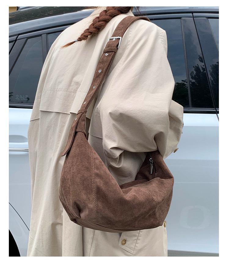 Vintage Suede Croissant Bag 2025: Stylish, Versatile, Large-Capacity Shoulder Bag