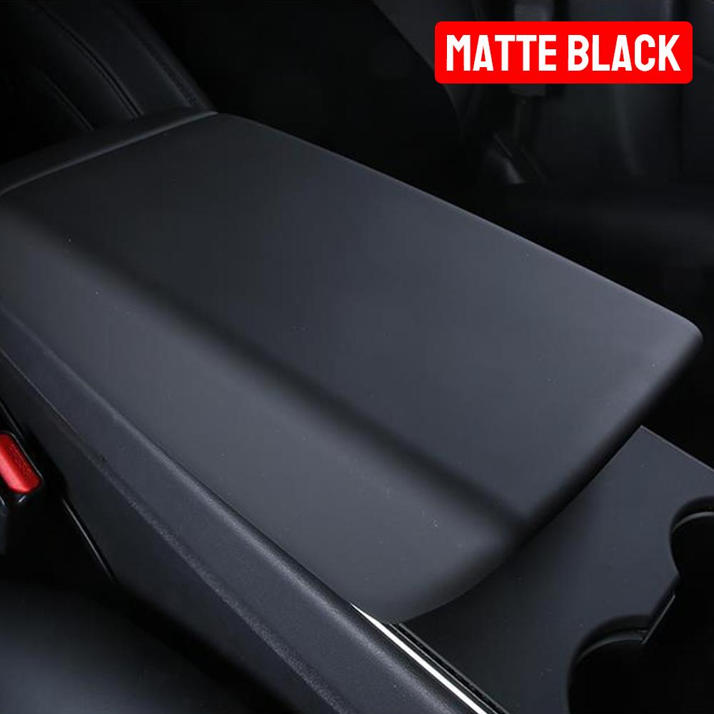 Protective Decoration For Tesla Model 3 Model Y 2019-2025 Carbon Fiber Matte Black Center Console Armrest Box Cover