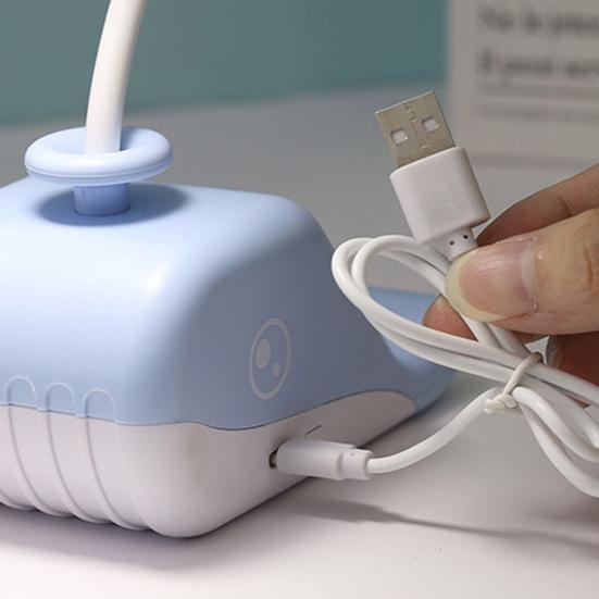 Cartoon Whale Night Light USB Type-C Fast Rechargeable Desk Lamp with Mobile Phone Holder Bendable Warm White Light Desk Light for Students
