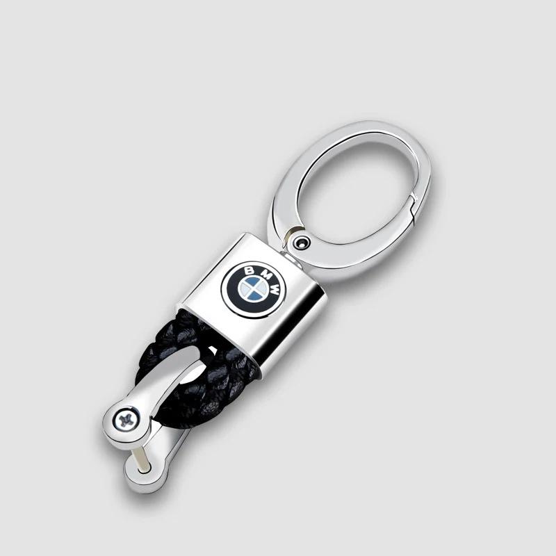 2025 Hot Car Styling 3D Metal+Leather Braided Woven Rope Keycha For BMW M Power X1 X3 X5 X6 Performance M3 M5 E90 E39 E46 Access