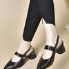 New Leather Roman French Toe Cap Women Sandals Soft Bottom Pointed Toe Thick Heel Ladies Shoes Zapatos Mujer