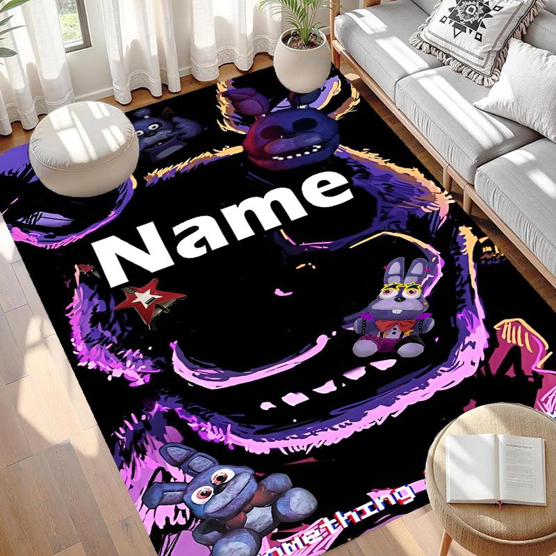 Benutzerdefinierter Name Personalisierter Five Nights at Freddy's Druckteppich, Vielseitiger Heimdekorations-Teppich, für Spielzimmer, Wohnung, Balkon, Eingangsbereich, Flur Geschenk