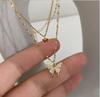 Double Layer Butterfly Necklace Sparkling 2022 Spring/summer New Trendy Neck Chain For Women Ins Korean Versatile Collarbone Chain