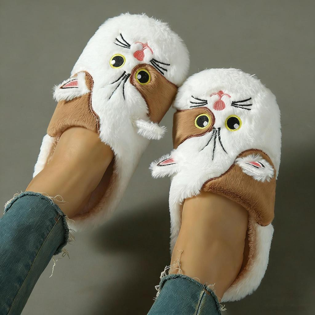 Home Slippers, Comfortable and Warm Open Toed Soft Plush Shoes, Solid Color Indoor Floor Slippers