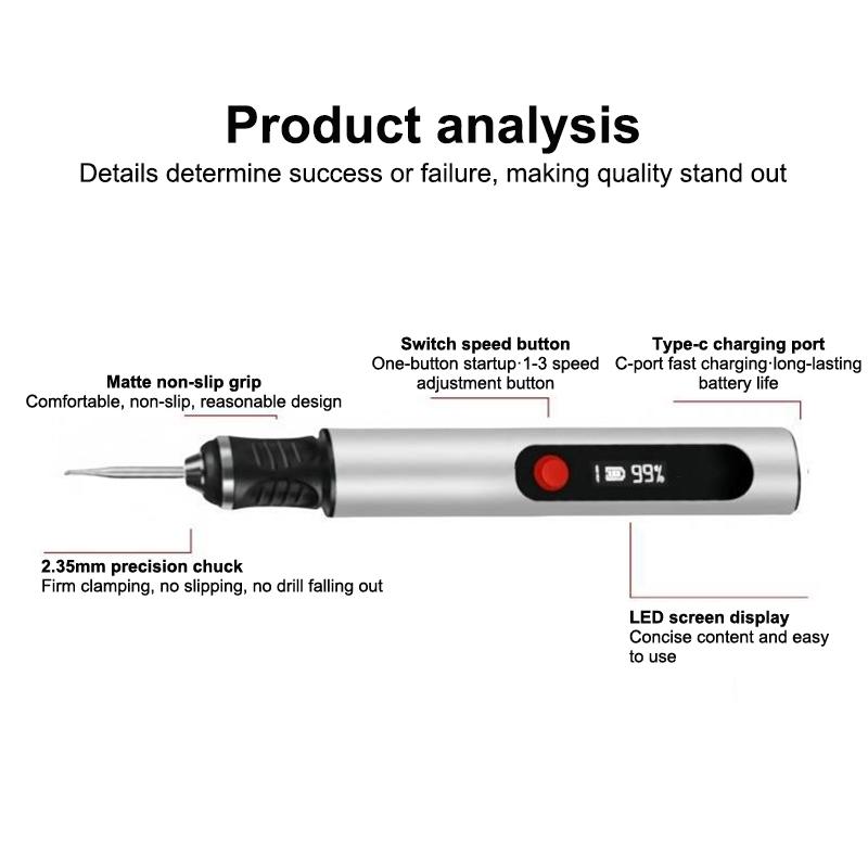 Tragbares Elektrisches Gravierstift-Set Mini USB Kabellos Drehwerkzeug Multifunktional Stein Holz Metall Gravierstift DIY Handwerkzeuge