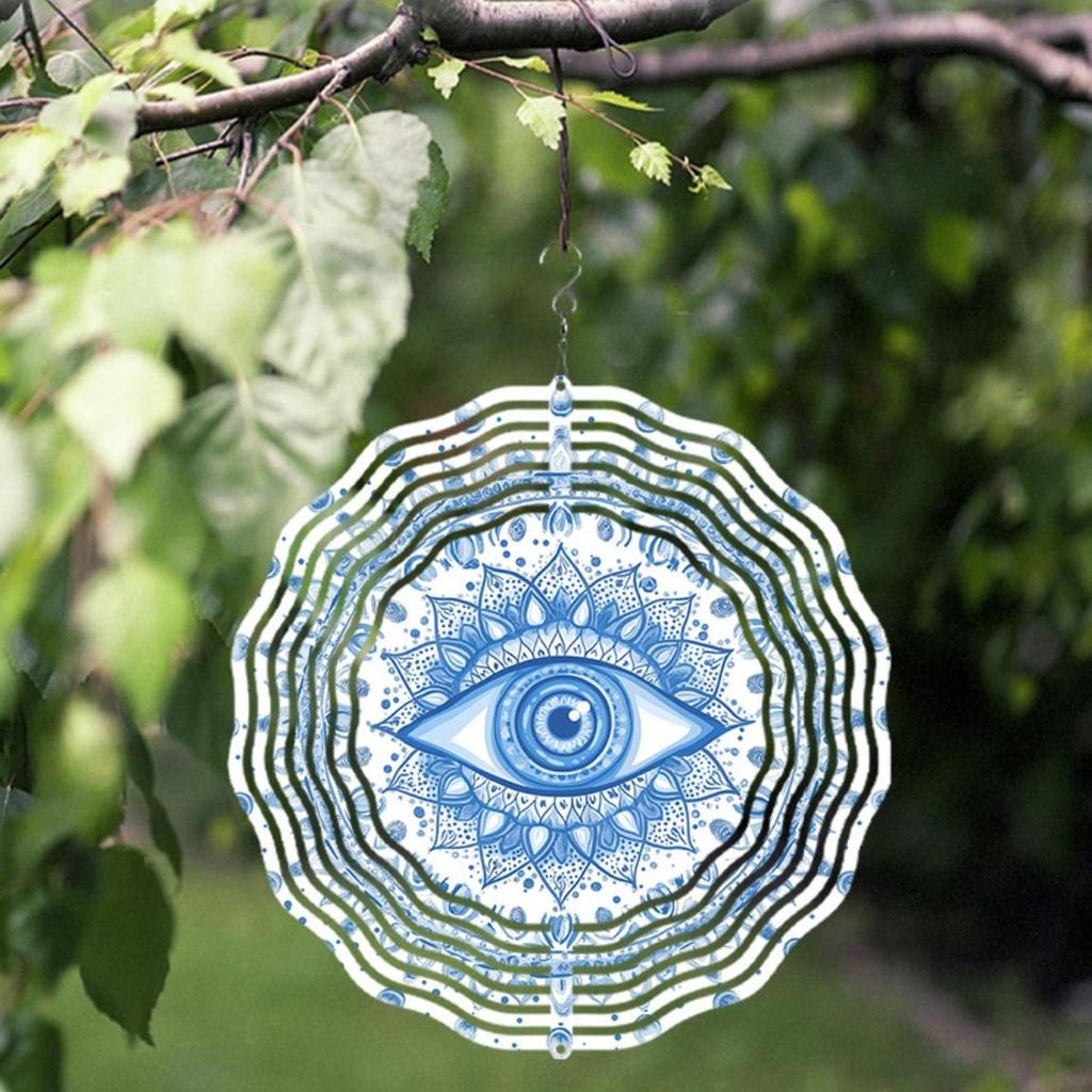 2D Metal Eye Design Wind Chime for Indoor Outdoor Garden Patio Decoration Holiday Gift for Thanksgiving Christmas Halloween Mothers Day