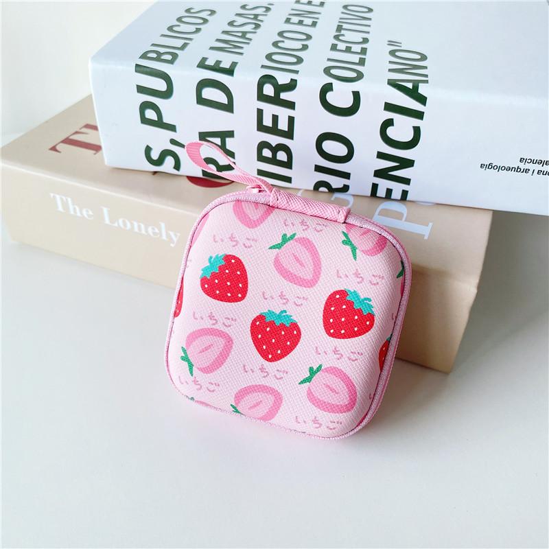 9,5*13,3 cm Cutie pentru căști Fermoar Cablu de date Linie de încărcare Cablu Husă de depozitare Geantă Femei Fete Rujuri Carduri Cutie de depozitare pentru monede