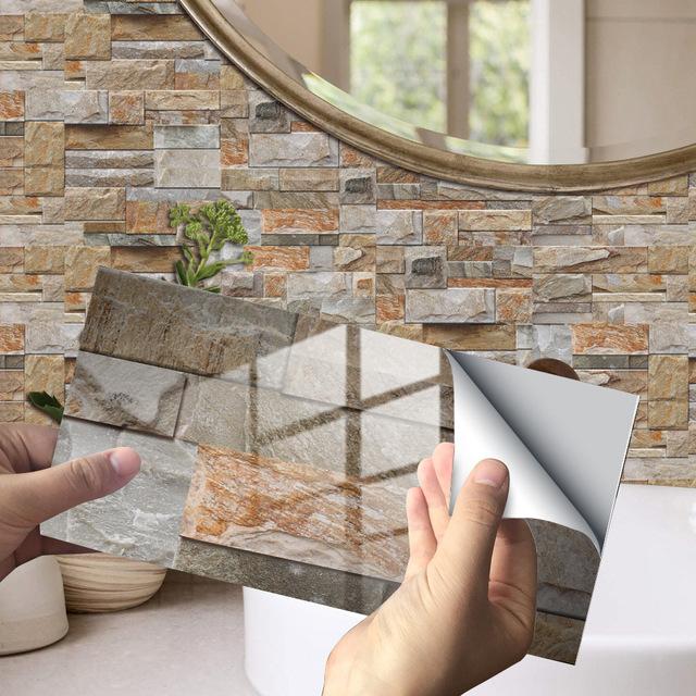 12/24/48ks 3D Marble Crystal Samolepící samolepka na zeď Mozaiková tapeta Kuchyňský olej Samolepka do koupelny Samolepky na zeď dlaždice Vodotěsné