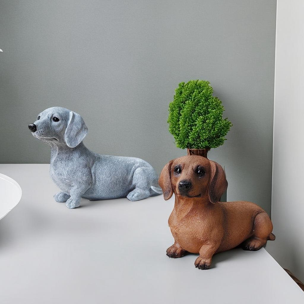 Latest Dachshund Ornaments Creative Design Home Living Room Resin Crafts Tabletop Decoration Decorations Durable Durable