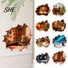 Decorative Mouse Wall Sticker 3D Christmas Hole Sticker, Waterproof PVC Decal, Creative Festive Scene Easy Apply for Holiday Living Room And