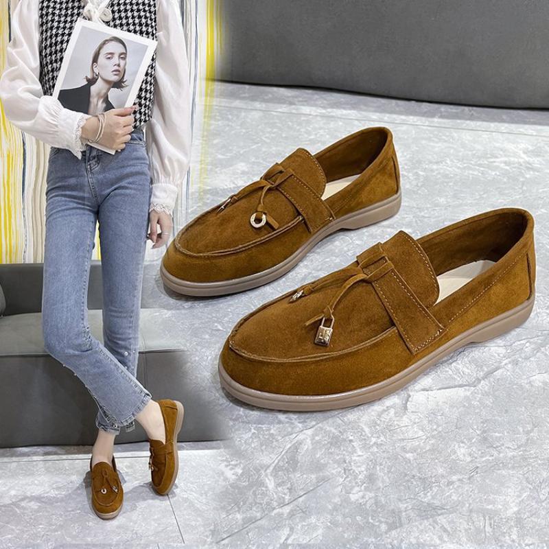 Platform Shoes Women Loafer Shoes Flat Sole Single Shoes Women's New Suede Casual Large 35-43 Casual Shoes Sneakers