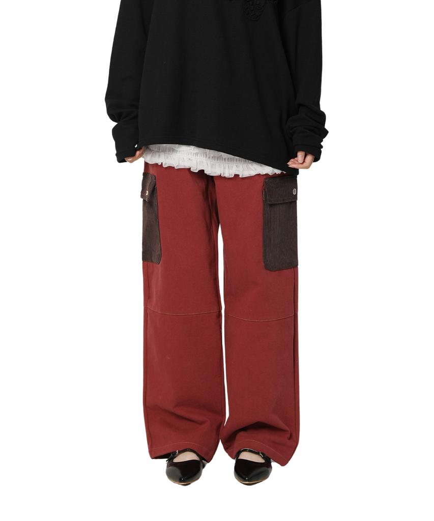 PEACE MAKER Corduroy Point Cotton Work Pants (Burgundy)