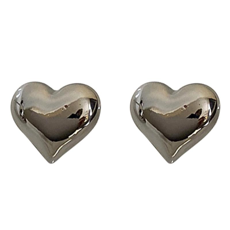 Minimalistische Zilverkleurige Hart Stud Oorbellen Voor Vrouwen Trendy Elegante Sieraden