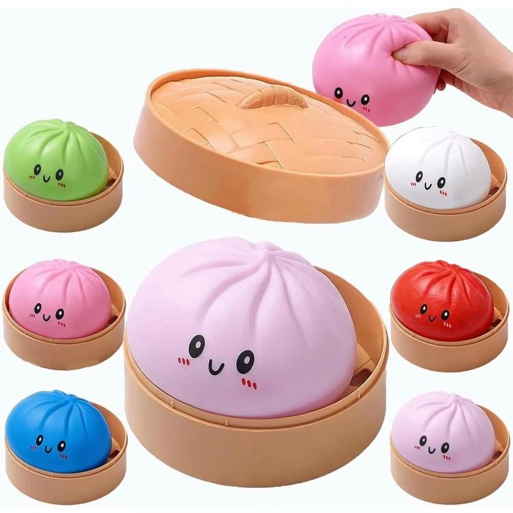 With Steamer Dumplings Squishy Toy Soft Fidget Squishy Bun Dumpling Sensory Toy  Adults&Kids