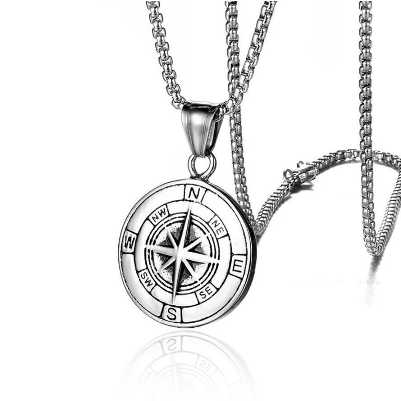 New Metal Compass Cast Necklace, Fashionable Titanium Alloy Pendant