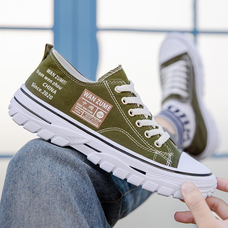 Pantofi Noi de Primăvară pentru Bărbați Pantofi Canvas cu Top Jos Pantofi pentru Bărbați Stil Hong Kong Pantofi Respirabili Pantofi Casual la Modă Pantofi Trendy Stil Coreean