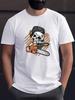 Hollow And Chainsaw Print T-Shirt,Unisex's T-Shirt, Summer Casual Short-Sleeved T-Shirt