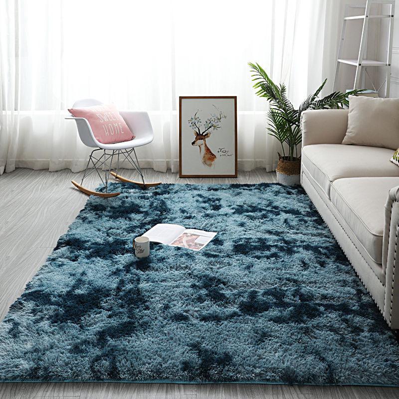 Nordic Silk Wool Tie-Dyed Carpet: Dirt-Resistant, Easy-Care Living Room/Bedroom Mat