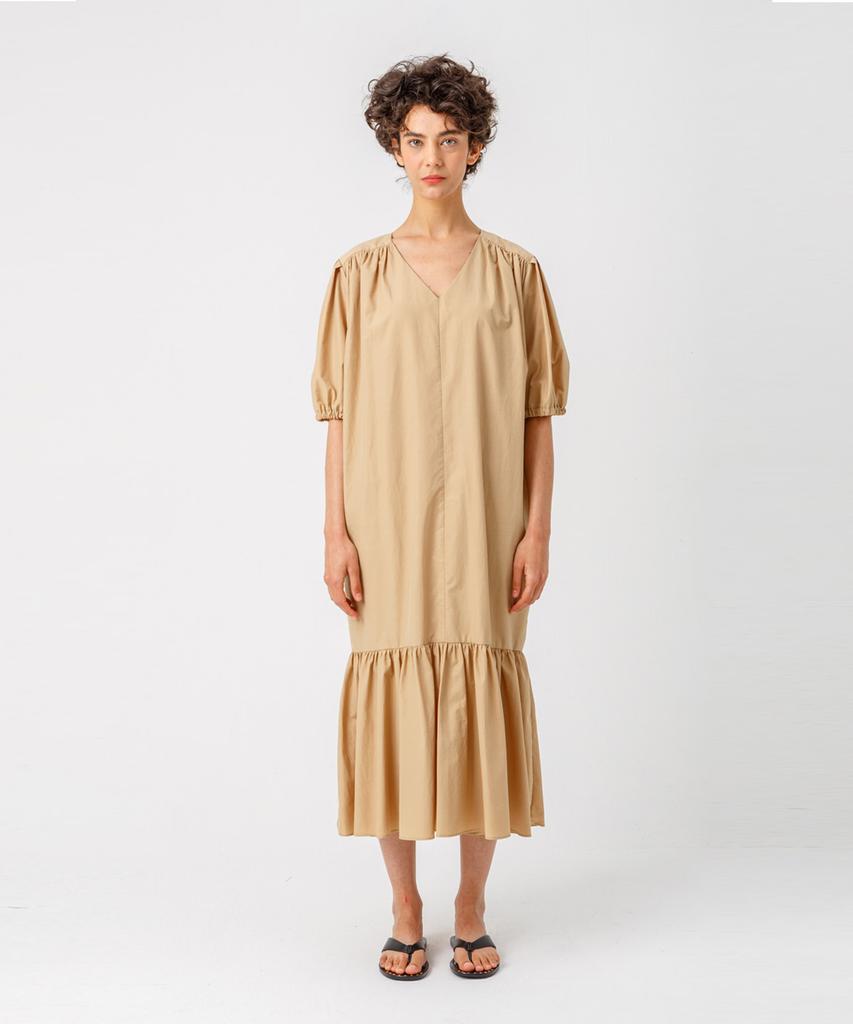 Page Volume Sleeve Dress_Beige