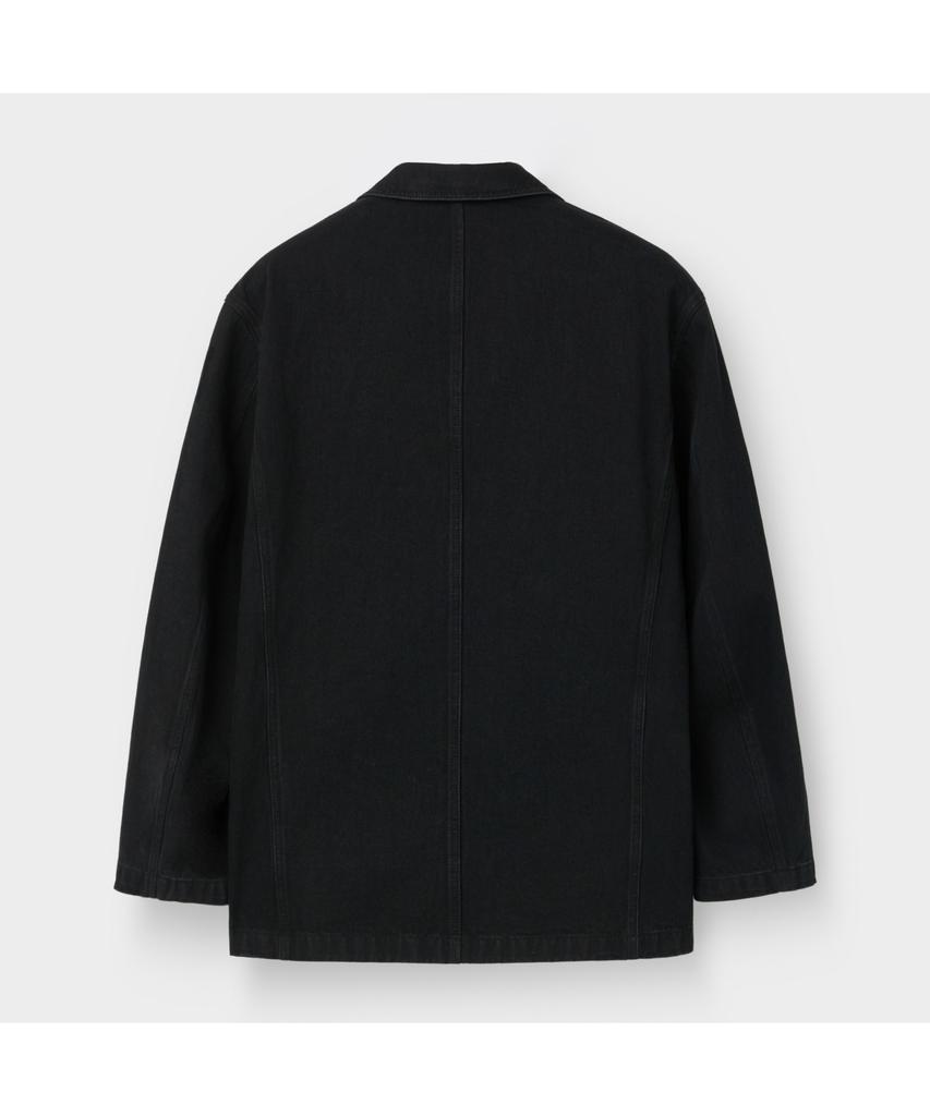 Customellow Black Notched Lapel Denim Jacket Cwjas26111Bkx