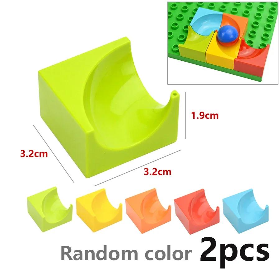 Big Size Slide Race Run Track Ball Brick Large Particle Building Block Funnel Slide Maze Accessories Kid Toys Compatible Duploes