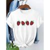 Süßes Mode Erdbeerprint Kurzarm T-Shirt Damen Rundhals Damen Lässiges Sommer Atmungsaktives T-Shirt