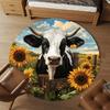 1PC Cow Sunflowers Office Round Area Rug, Under Office Chairs Bedroom Living Room Home Decor, Carpet for Office -1110122