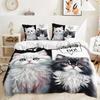 Cute Fluffy Cat Couple Bedding Set, "Let's Go!" Quote Duvet Cover Set, Minimalist Home Textile, Perfect Gift for Cat Lovers