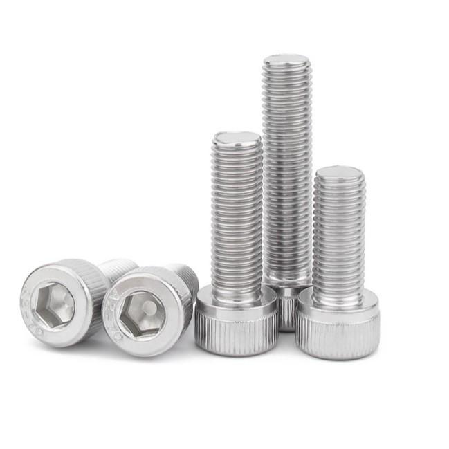 Vis à six pans creux en acier inoxydable 304 avec filetage fin et tête cylindrique, Tailles M6-M12, Pas 1-1,5 mm.