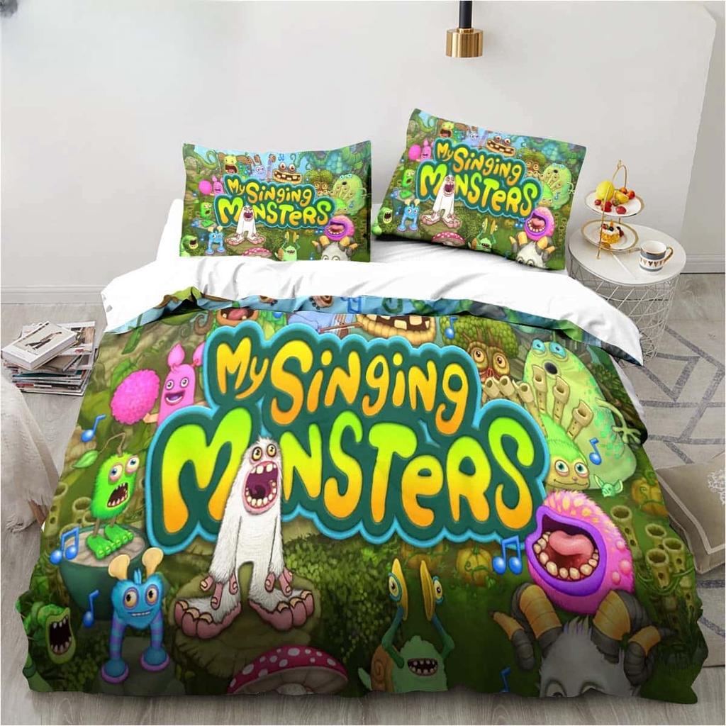 3D tlač Moja hra Singing Monsters Súpravy posteľnej bielizne Prikrývka Prehoz na posteľ Obliečka na paplón Obliečka na vankúš Súpravy 2-3 kusy Detská Veľkosť pre dospelých