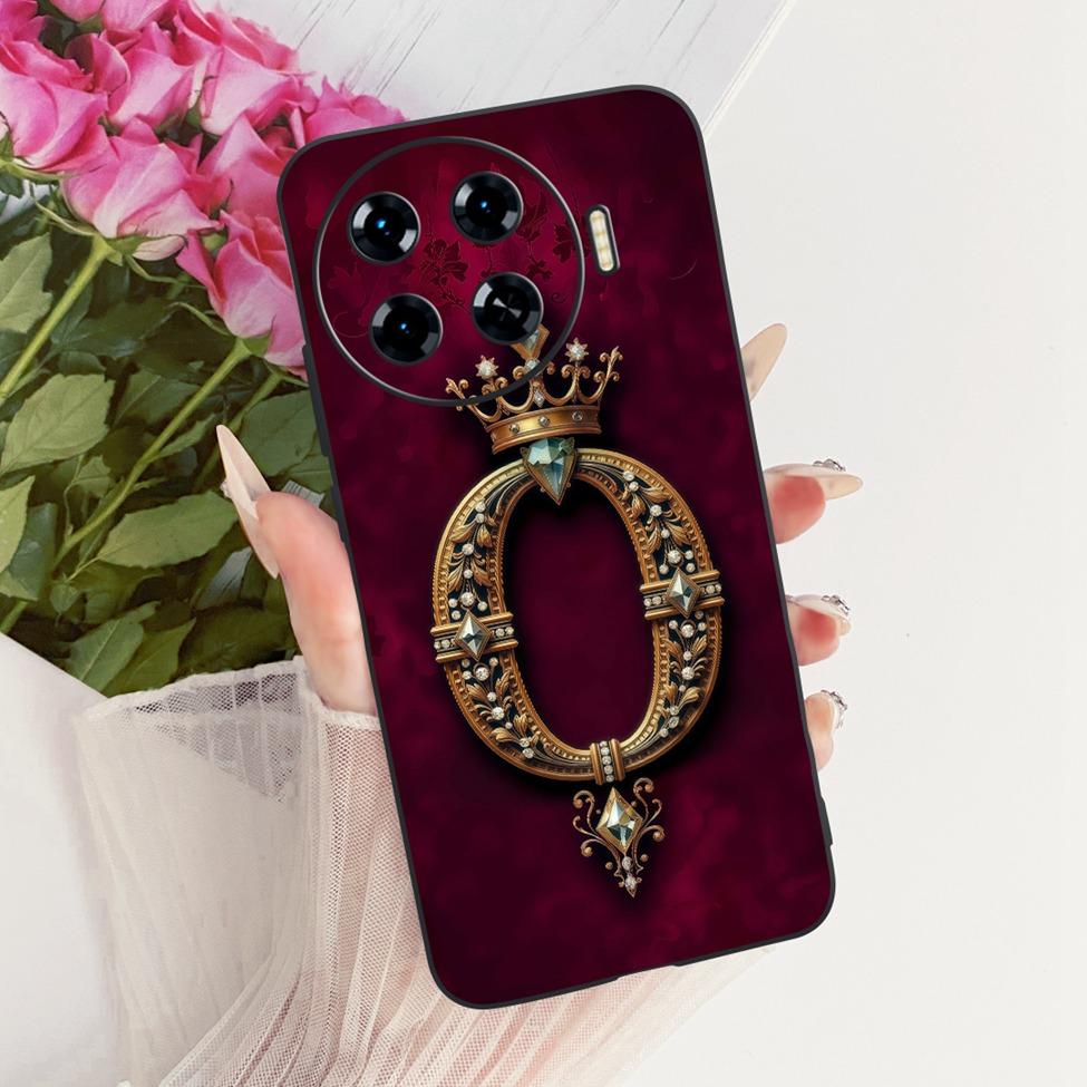 For Tecno Spark 20 Pro Plus Case Silicone Luxury Crown A-Z Letters 2D Flat Pattern Soft Cover Tecno Spark 20 Pro+ KJ7 Phone Case