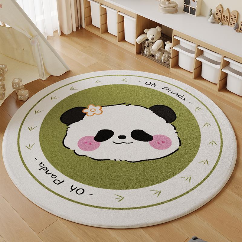 Cartoon-Stil Schlafzimmer Dekoration Runder Teppich Dicke Plüschteppiche für Wohnzimmer Flauschige Weiche Kinderbodenmatte Waschbarer Arbeitszimmerteppich
