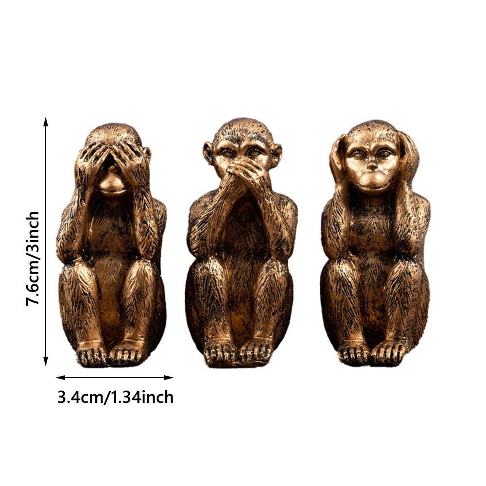 Resin Three Wise Monkeys Figurines Don't See Don't Speak Home Decor Crafts Don't Hear Creative Design Feng Shui Ornaments