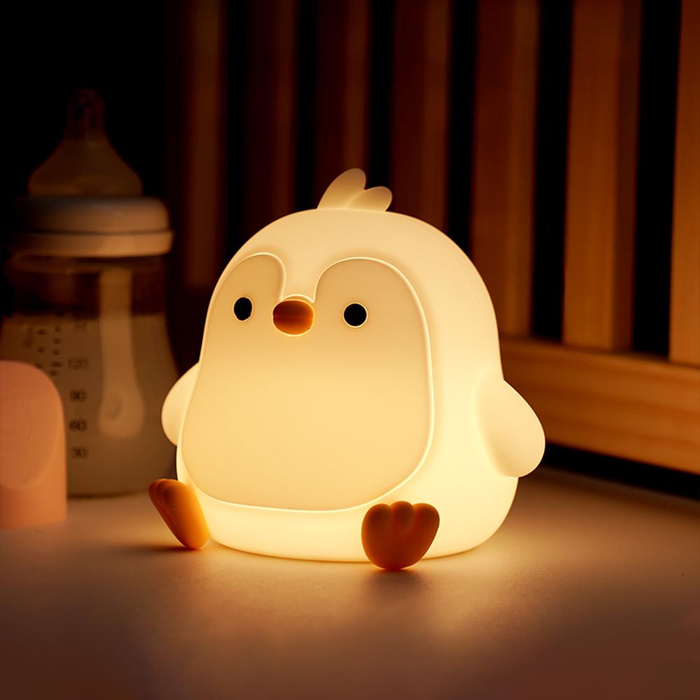 Cute RGB 7Colors Silicone Penguin Night Light Rechargeable Sleeping Nursery Nightlights With Touch Sensor For Beside Table Lamp