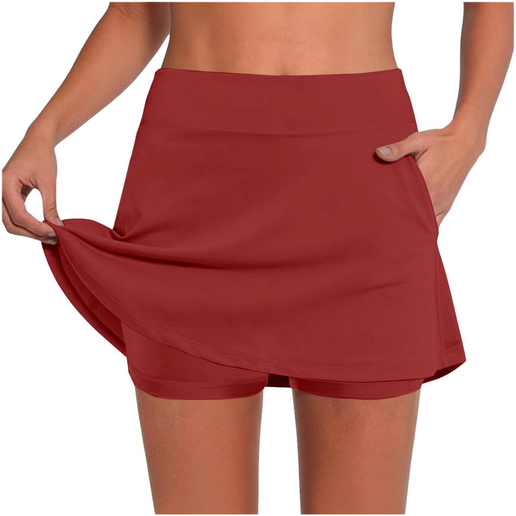 Femmes - Pantalon-jupe à poches centrales de couleur: Couche de base active décontractée