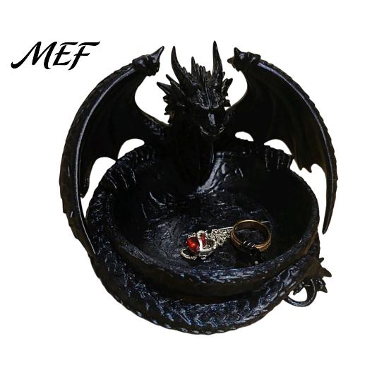Medieval Dragon Decor 3D Printed Storage Tray for Jewelry Keys, Decorative Desktop Organizer with Detailed Fantasy Scales & Wings, Large Capacity Bowl