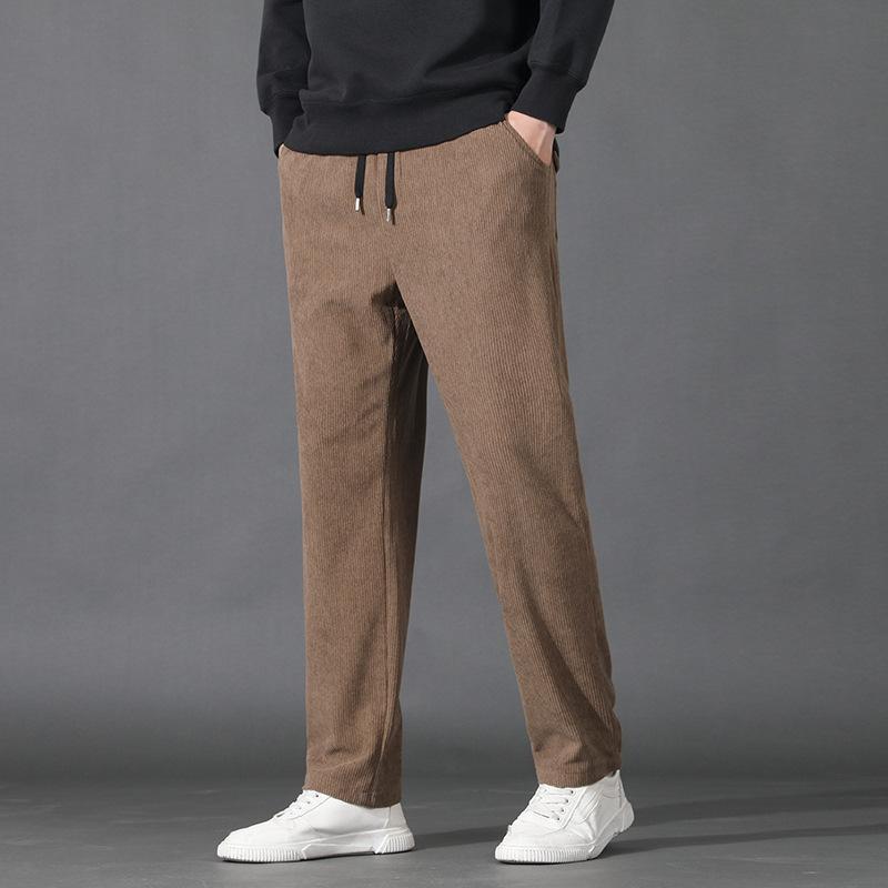 Herren Kord Freizeithose mit Kordelzug, elastischem Bund, geradem Bein, warmer und lockerer Passform, Herren Übergröße