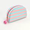 Personalized Embroidered Striped Pompon Cosmetic Bag Canvas Travel Toiletry Bag Shell Large-capacity Portable Outing