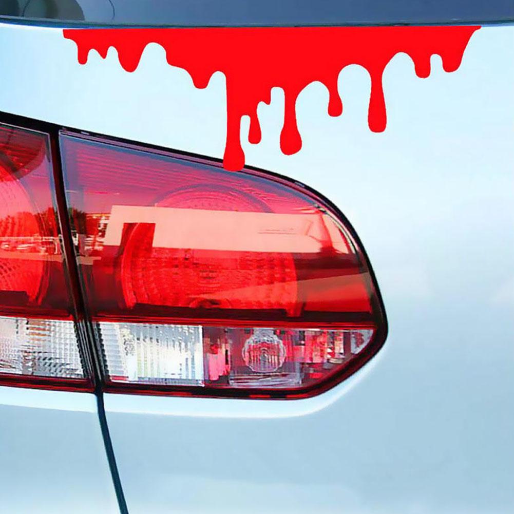 1/2 SZT. Halloween Naklejka na Samochód Kapiąca Krew Horror Naklejka na Karoserię Samochodu Reflektor Tylne Światło Wodoodporne Czerwone Naklejki Dekor Akcesoria
