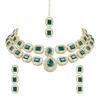 Gold Plated Traditional Stone Valentine Special Necklace With Earring Maang Tikka Set For Women
