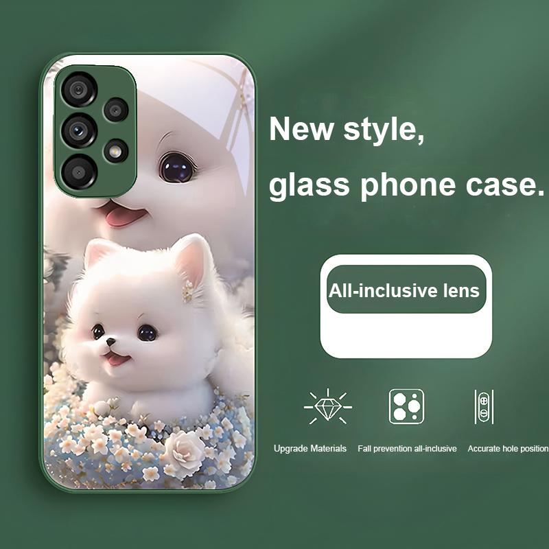 Cute Pet Cute Puppy Dog For Samsung Galaxy S24 Plus S20 21 FE S23 Ultra S8 9 A70 72 73 50 51 52 53 Tempered Glass Phone Case