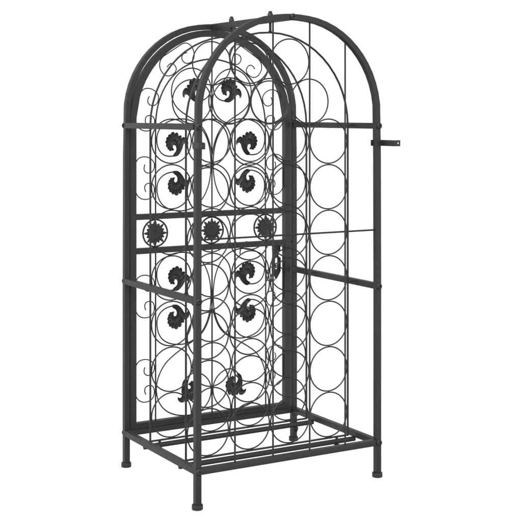 Vidaxl 33-Bottle Wine Rack, Black, 45X36X100 Cm, Wrought Iron