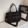 Corduroy Cherry Printed Tote Bag Versatile Women's Strawberry One-Shoulder Crossbody Bag Large Capacity Mommy Bag