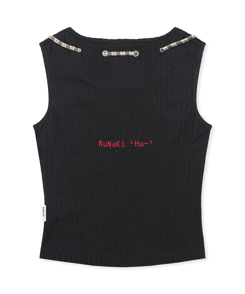 RuNaKi'Hu' Wxt083 Musubi Check Color Block Sleeveless (Black)